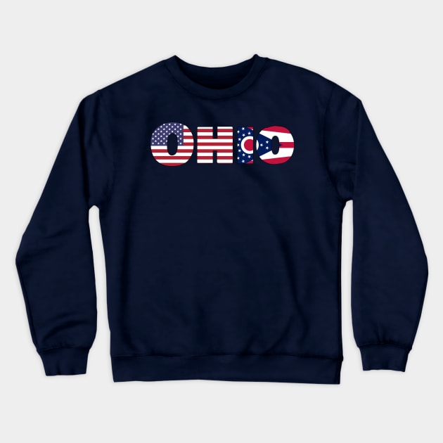 Ohio State flag/ American flag logo Crewneck Sweatshirt by ElevenGraphics